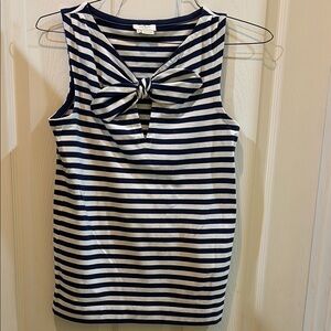 Kate Spade Blue and White Tank Top with Sailor Collar and Tie Front size small